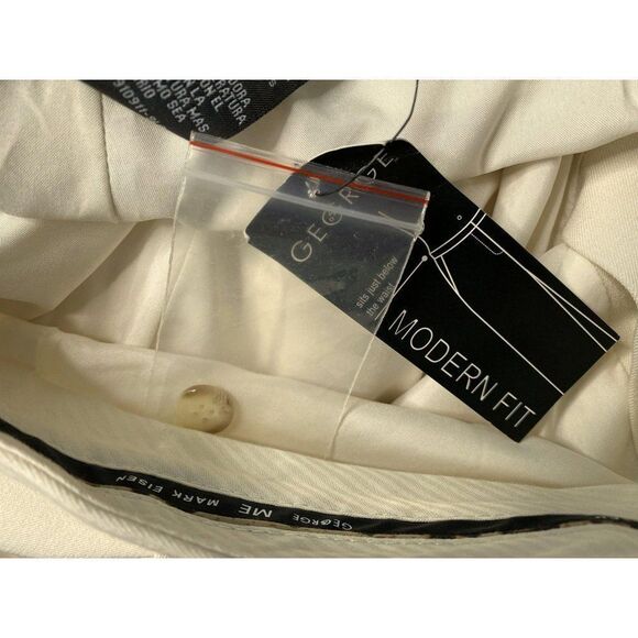 Wide Leg Dress Pants Winter White Modern Fit Seamed Mark Eisen Sz 10 NEW - Picture 7 of 8